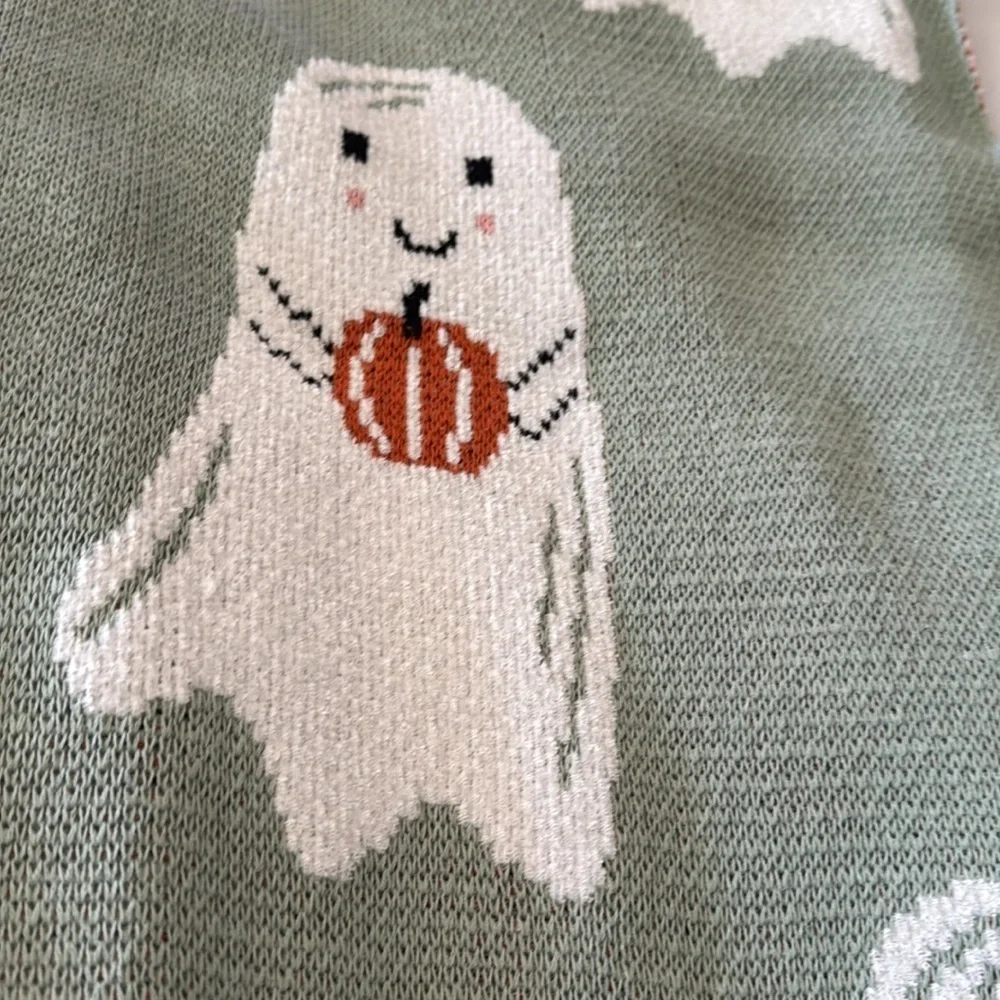 GOBLIN & GHOUL GREEN GHOST PUMPKIN JACK O LANTERN OVERSIZED HALLOWEEN THROW NWT